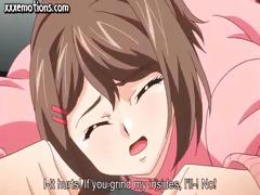 Youthful brunette Manga teen sucking dong and slurping up cum