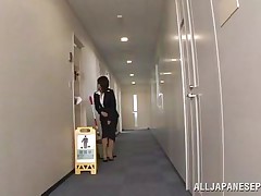 Japanese cunt craves to piss, but doesn`t know where. She asks a worker, but he doesn`t help her and that babe pisses outside the building. This guy follows her and watches her. Then, he becomes so horny and starts to play with her wet pussy, recording it at the same time. They go to hide from others when that babe sucks his cock.