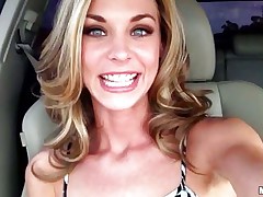 This hot babe entered a sexshop and found a nice vibrator. She doesn't waste time and starts playing with her twat using her new toy in the car. Look at that cunt, will she get the real thing after playing and getting wet? Is a guy going to fill her vagina with his cock and maybe with some hot semen?