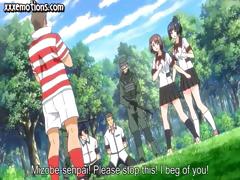 Busty, juvenile Hentai angels get gang banged by the soccer team